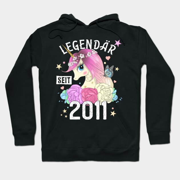 9. Jahre Mädchen Einhorn Party Geburtstag Geschenk 2011 Girl Hoodie by BeHappy12